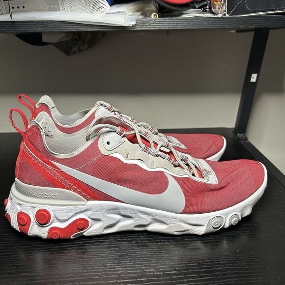 Nike React Element 55 Ohio State Buckeyes Red Shoes, Mens Sz 13 CK4798-600 - Picture 1 of 11